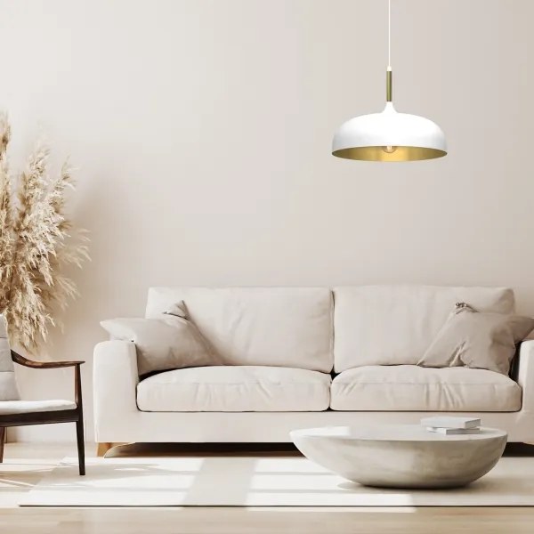 Csillár zsinóron LINCOLN 1xE27/60W/230V á. 35 cm fehér