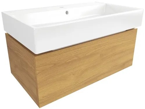 SAT Feel Fürdőszobaszekrény mosdóval 80x30x46 cm matt méztölgy SATFEEL80DMU2