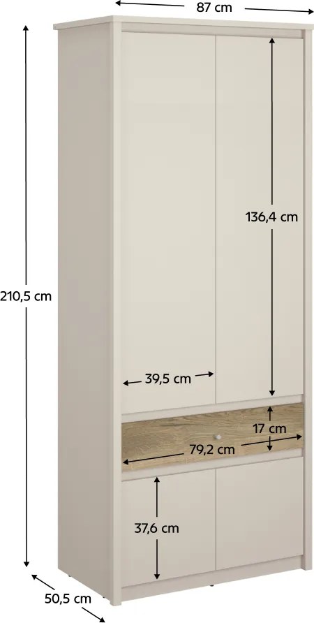 Szekrény, kasmír/evoke tölgy, KAROS 4D1S
