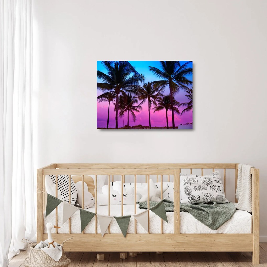 Kép - Pálmafák Miamiban (üvegen) (70x50 cm)