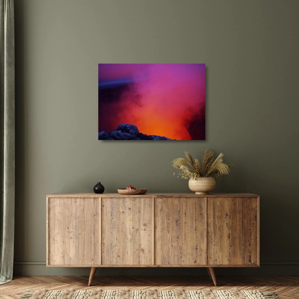 Kép - tűzhányó (üvegen) (70x50 cm)