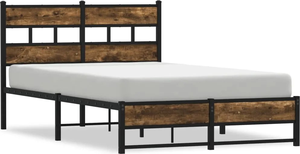 vidaXL füstös tölgy színű fém ágykeret matrac nélkül 120 x 190 cm