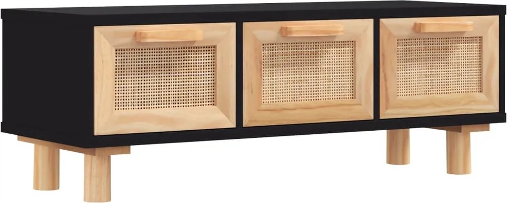 vidaXL fekete szerelt fa és tömör fenyőfa dohányzóasztal 80x40x30 cm
