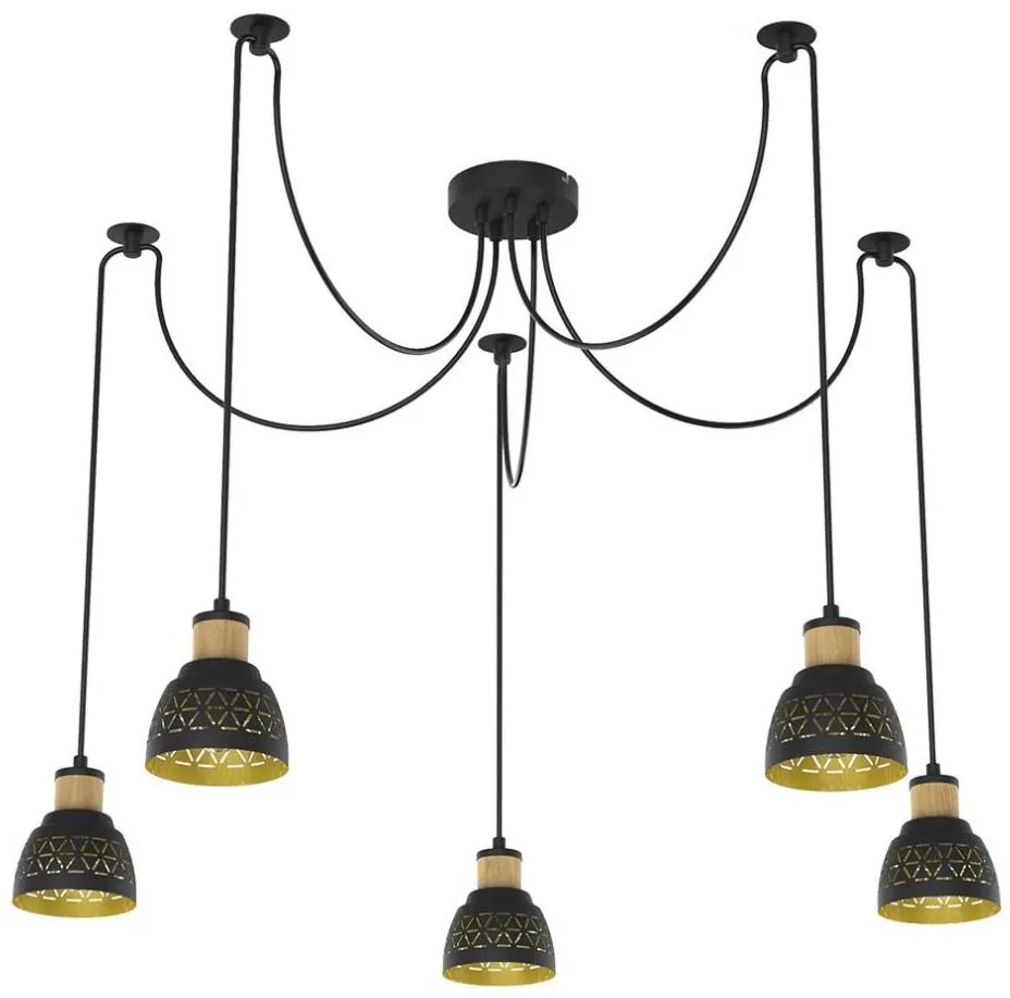 Prezent 27525 - Csillár zsinóron MESCALA 5xE14/40W/230V pók fekete