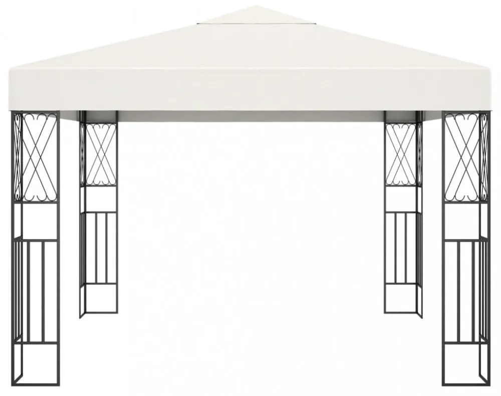 krémszínű szövet pavilon LED fényfüzérrel 3 x 3 m