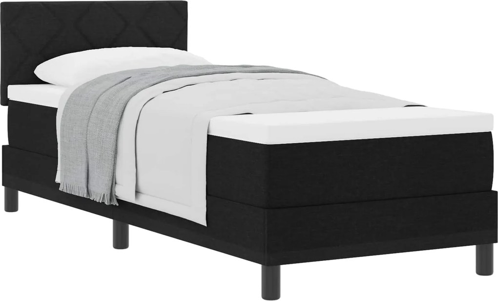 vidaXL Boxrugós ágy matracmal fejtámlával Fekete 80 x 200 cm szövet