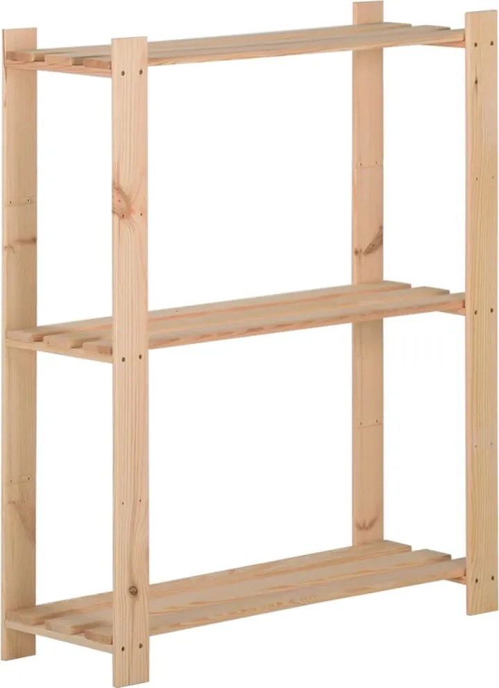 vidaXL 3 szintes tömör fenyőfa tárolóállvány 60 x 28,5 x 90 cm