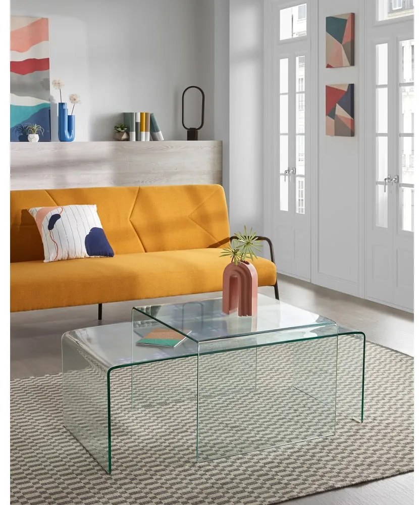 Üveg dohányzóasztal 50x110 cm Burano – Kave Home