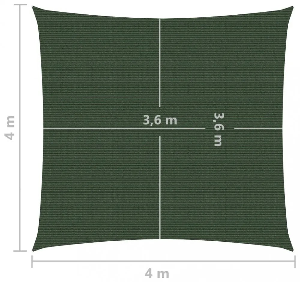 sötétzöld HDPE napvitorla 160 g/m² 4 x 4 m