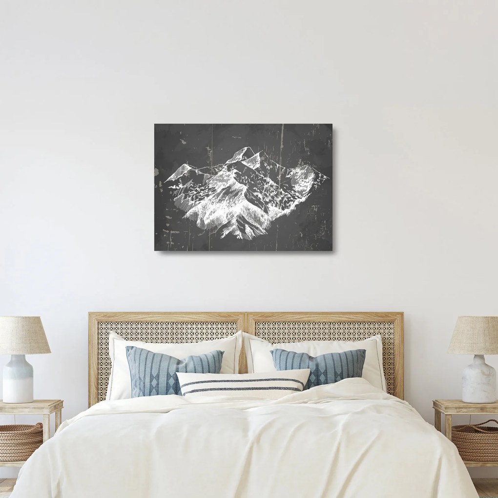 Üveg kép - Hegyek illusztrációja (70x50 cm)