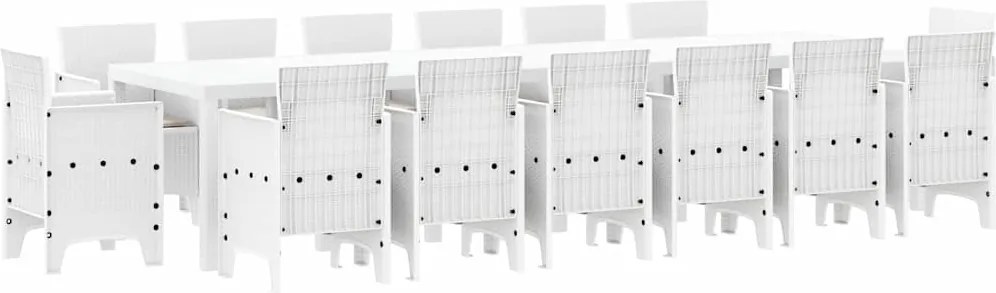 vidaXL Kert étkező szett 15 pcs Fehér Polt rattan