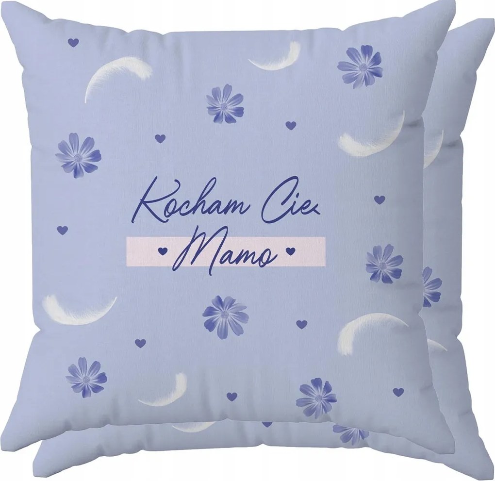 Párnahuzat 40x40 Anyukáknak Ajándék Anyák Napjára Kék Virágok