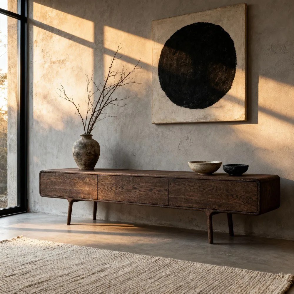 Barna tölgyfa TV-állvány 220x45x45 cm Fawn – Gazzda