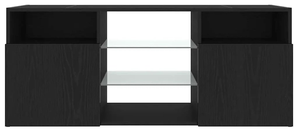 fekete tölgy szerelt fa TV-szekrény LED-ekkel 120x30x50 cm
