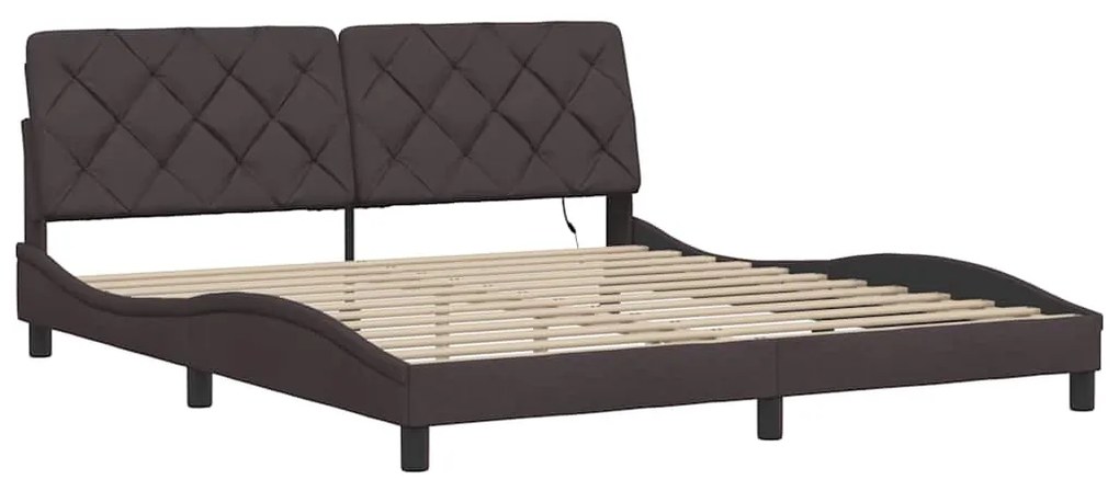 sötétbarna szövet ágykeret LED-es matrac nélkül 180 x 200 cm