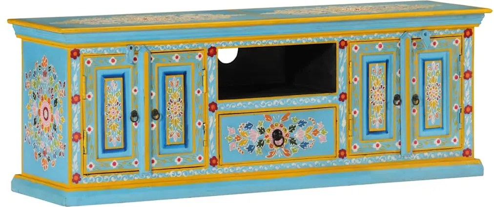 vidaXL kék tömör mangófa TV-szekrény 110 x 30 x 40 cm