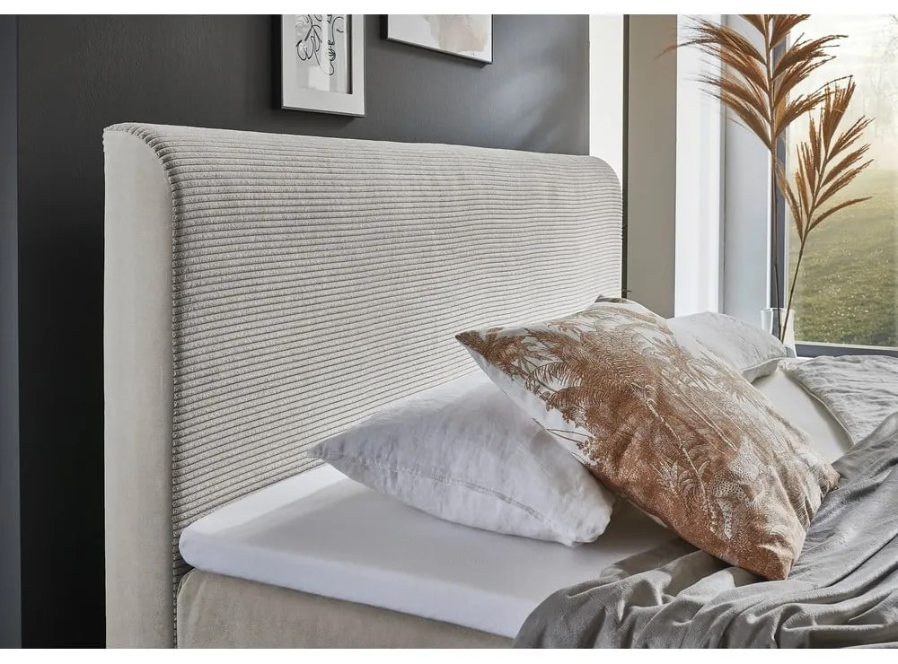 Bézs boxspring ágy tárolóhellyel 160x200 cm Memphis - Meise Möbel