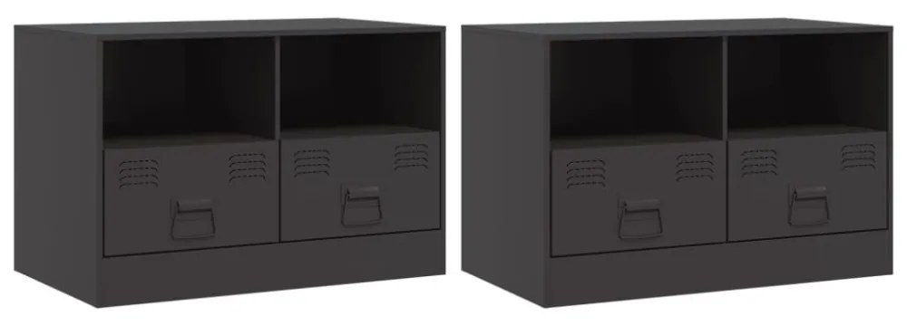 2 db fekete acél TV-szekrény 67 x 39 x 44 cm