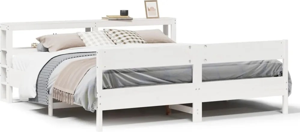 vidaXL fehér tömör fenyőfa ágy matrac nélkül 200 x 200 cm