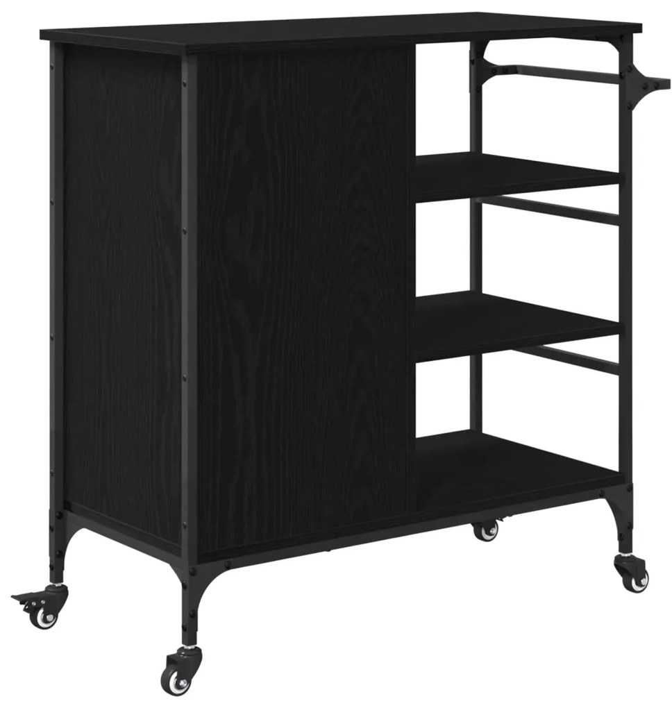 Konyhai Kocsi Fekete Tölgy 87.5x38.5x84.5 cm Szerelt Fa