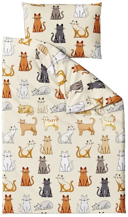 Pamut ágynemű COLORED CATS BLEND krémszínű Ágyneműhuzat mérete: 70 x 90 cm | 140 x 200 cm