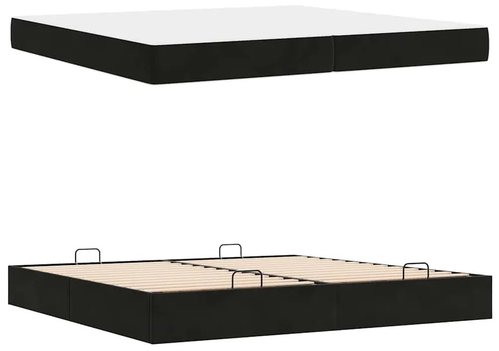 Ágykeret Fekete 200 x 200 cm Bársony