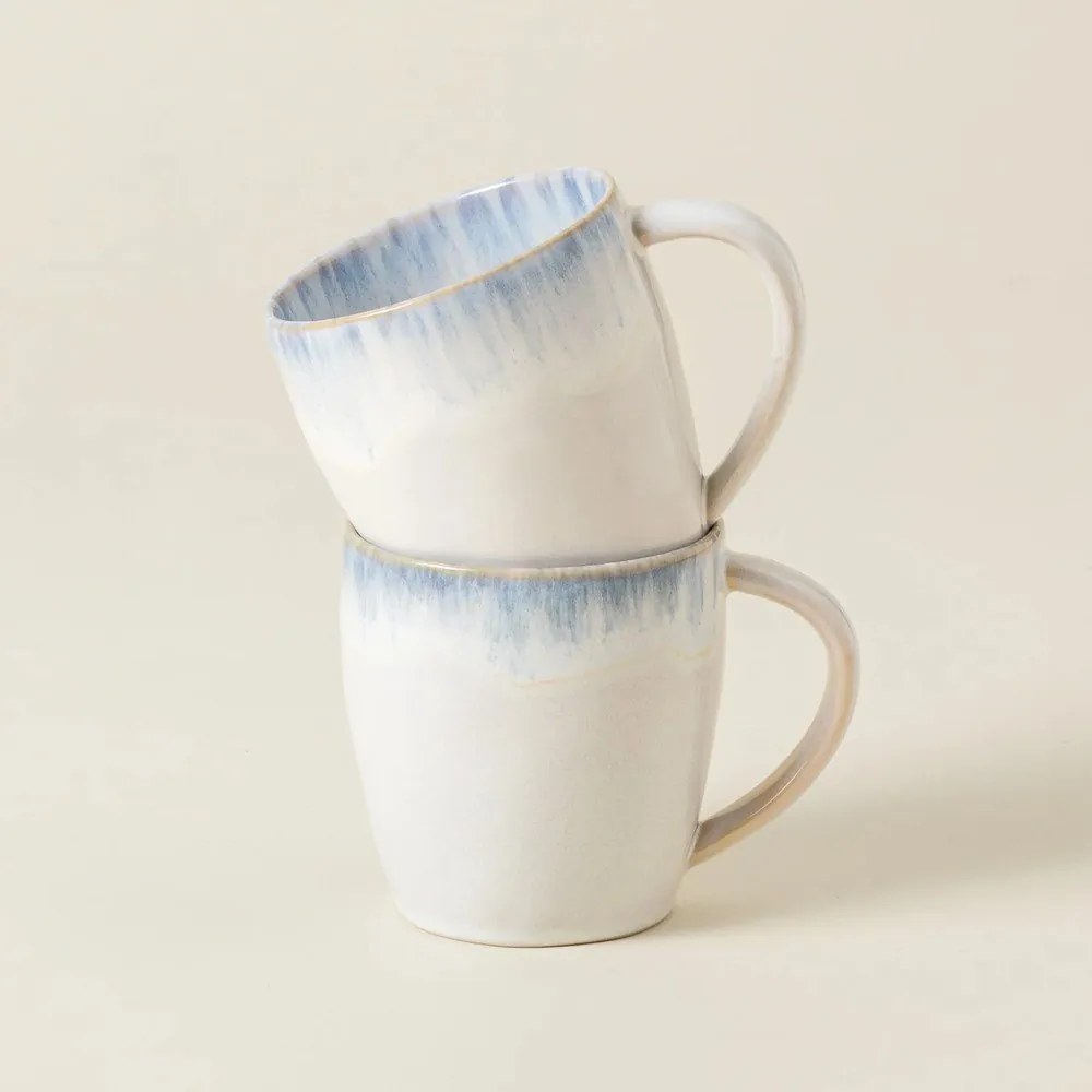 Fehér-világoskék agyagkerámia bögre 440 ml Brisa – Costa Nova