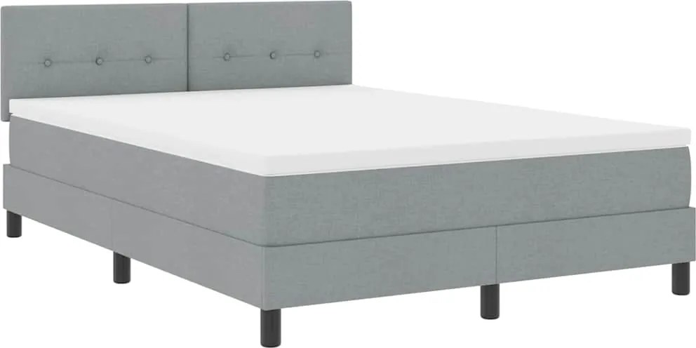vidaXL Boxrugós ágy matracmal leddel Világosszürke 140 x 190 cm szövet