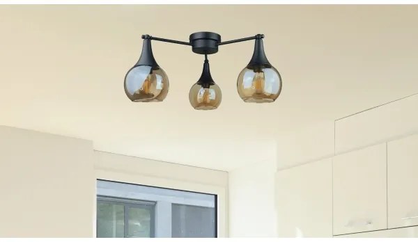 Felületre szerelhető csillár  STAR 3xE27/60W/230V fekete/füstös bézs