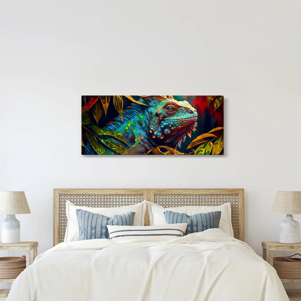 Kép - Színes leguán (120x50 cm)
