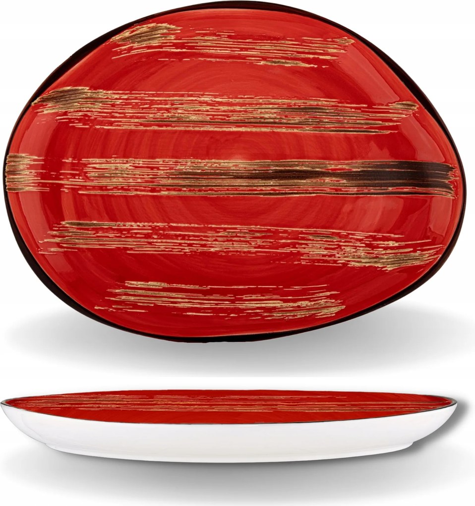 Ovális tányér Nagy porcelán piros Wilmax 33x24,5 cm