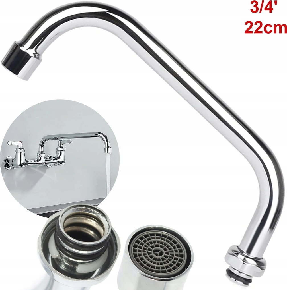 C Csaptelep Kifolyócső 3/4' 22cm konyhai fali mosdó csaptelep