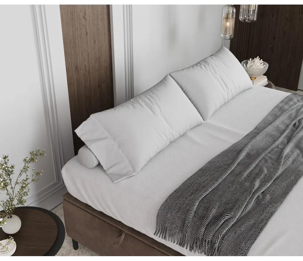 Bézs kárpitozott ágyneműtartós franciaágy 160x200 cm Tate – Maison de Rêve