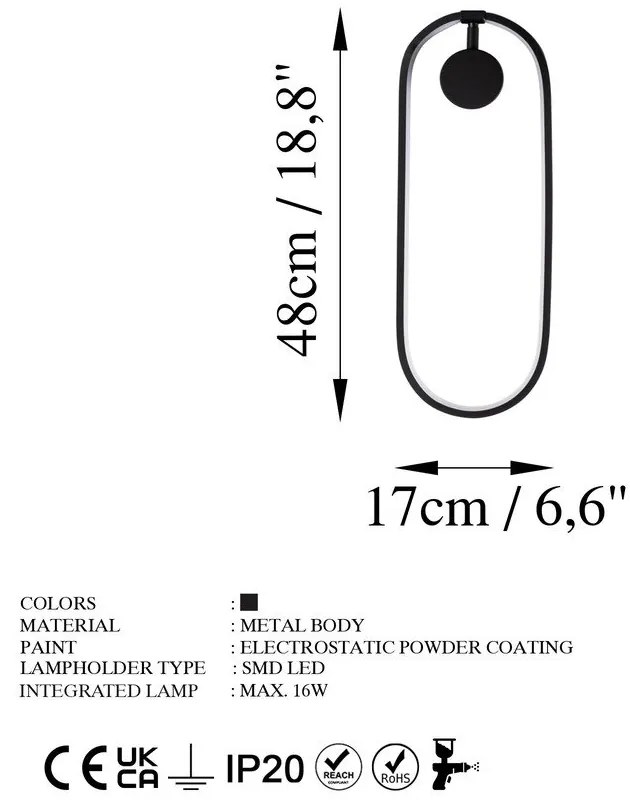 Fekete LED fali lámpa Can – Opviq lights