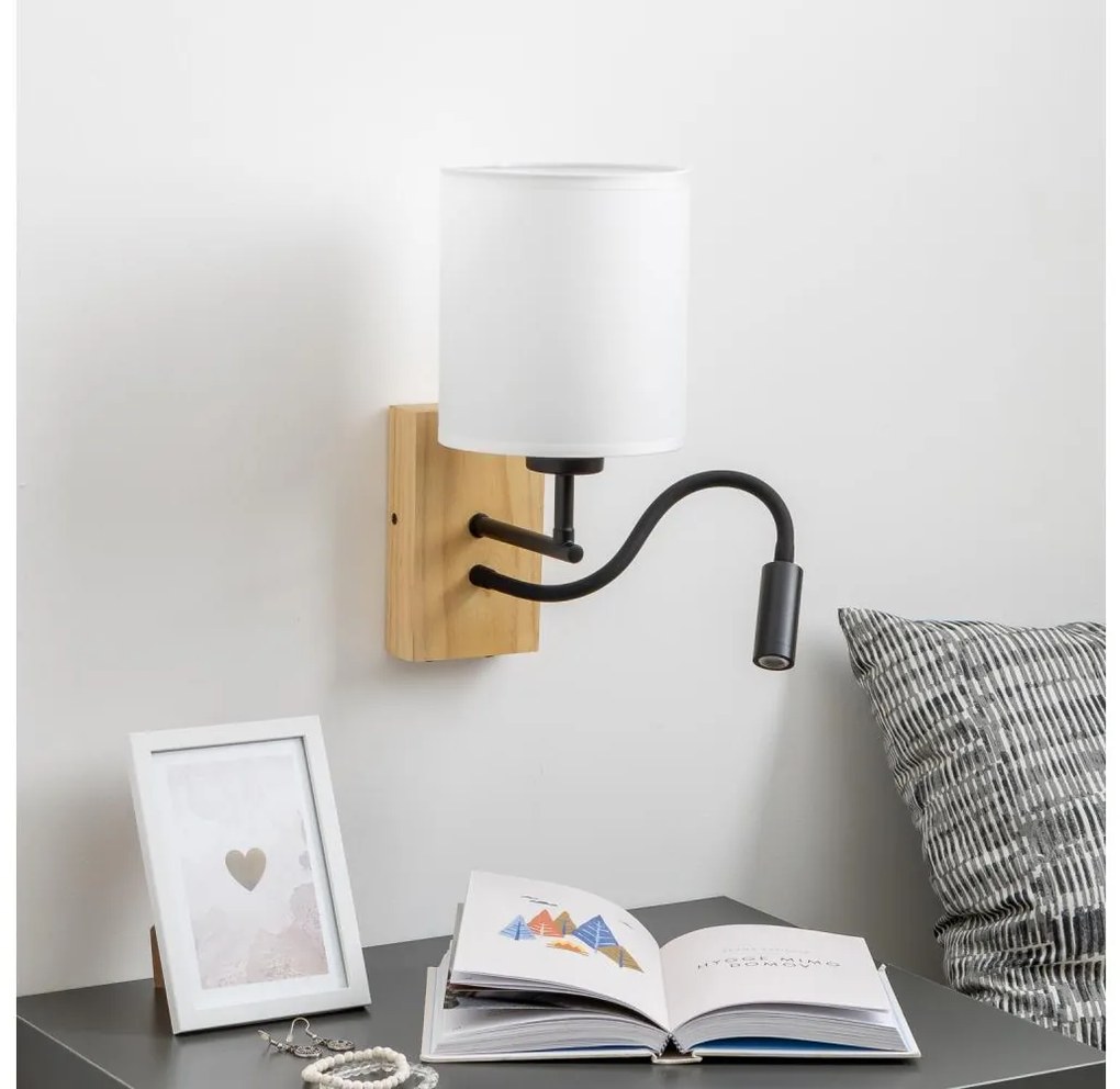 Brilagi - LED Fali lámpa NUBILA WOOD 1xE27/25W/230V + LED/3W tölgy/fehér