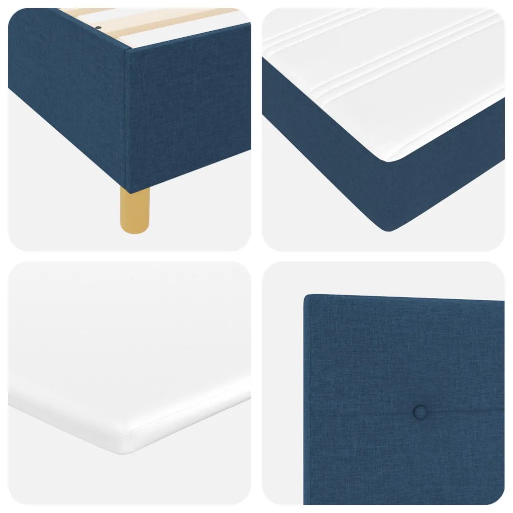 Boxspring Ágy Mattal Kék 180x200 cm Szövet
