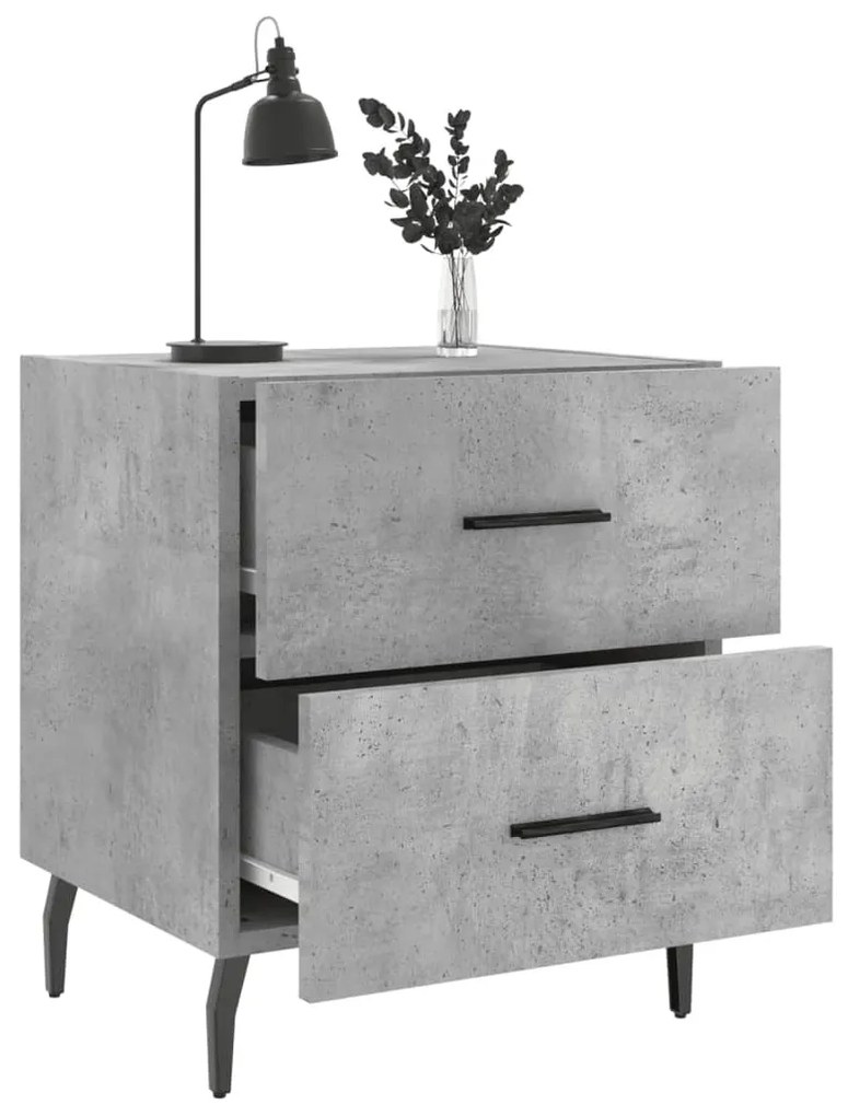 2 db betonszürke szerelt fa éjjeliszekrény 40 x 35 x 47,5 cm