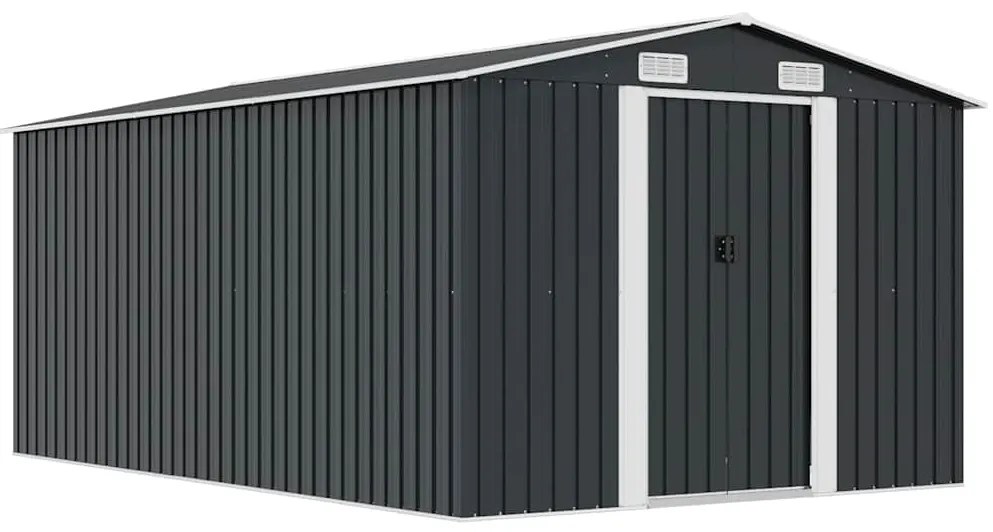 vidaXL antracitszürke fém kerti fészer 257 x 392 x 181 cm