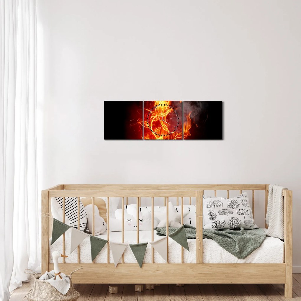 Kép - Rózsák a tűzben (órával) (90x30 cm)