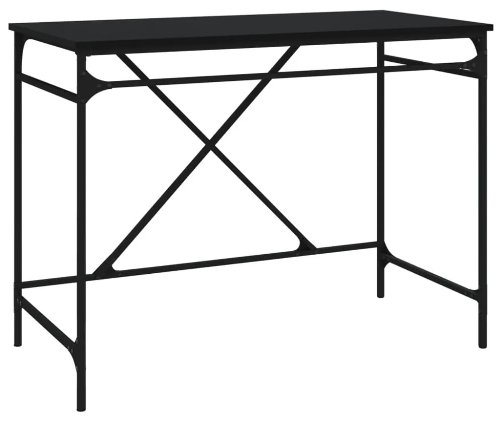 fekete szerelt fa és vas íróasztal 100 x 50 x 75 cm