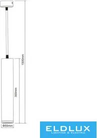 UNIVERSO Függeszték 1xG10 Max.35w IP20 Fekete D55x300x1500mm