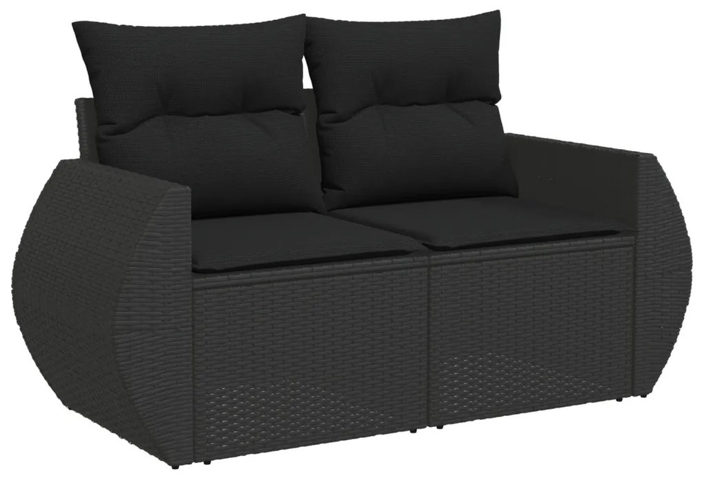 12 darabos kerti kanapészett párnákkal fekete poly rattan akáciával