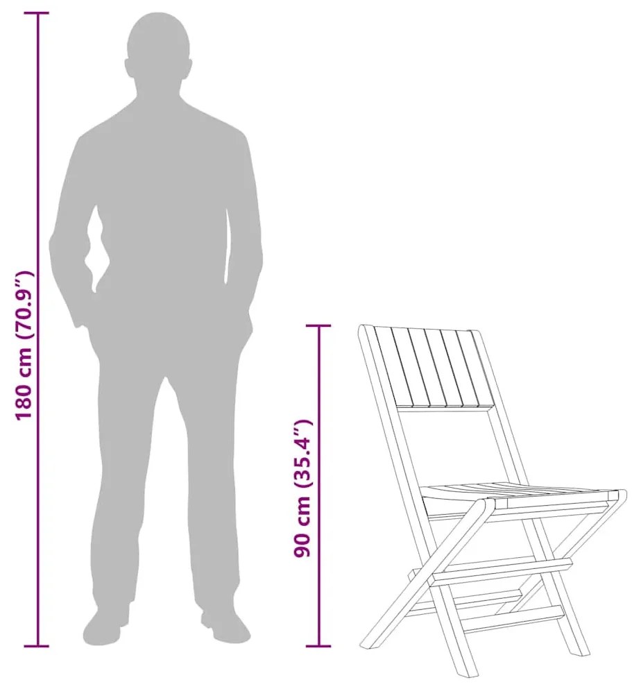 6 db tömör tíkfa összecsukható kerti szék 47 x 61 x 90 cm