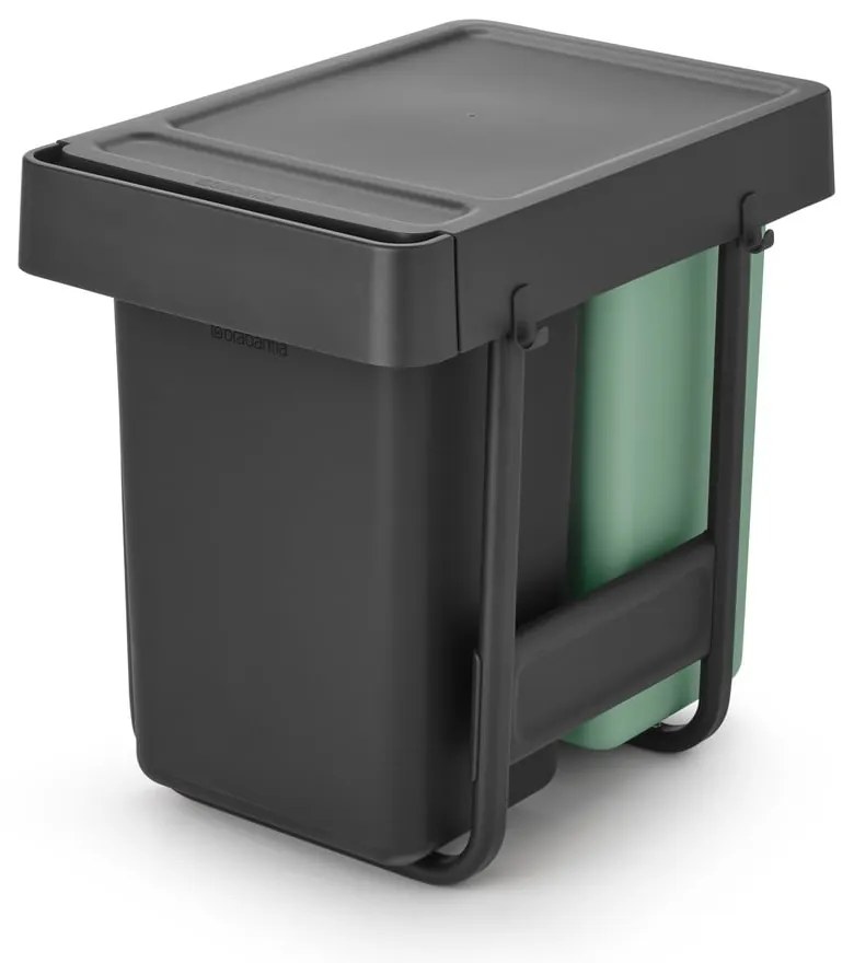 Mentazöld-sötétszürke műanyag szelektív beépíthető szemetes 30 l Sort&Go – Brabantia