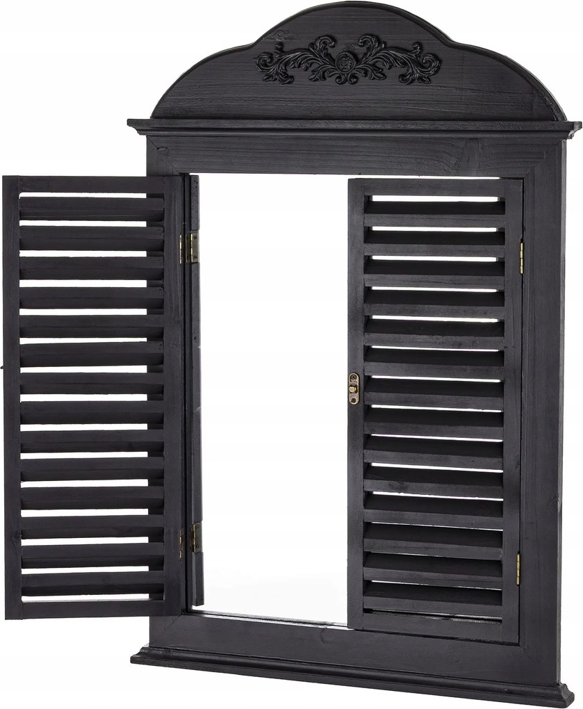 Tükör redőnyökkel fekete redőnyök ablak Shabby Chic Loft redőny fa