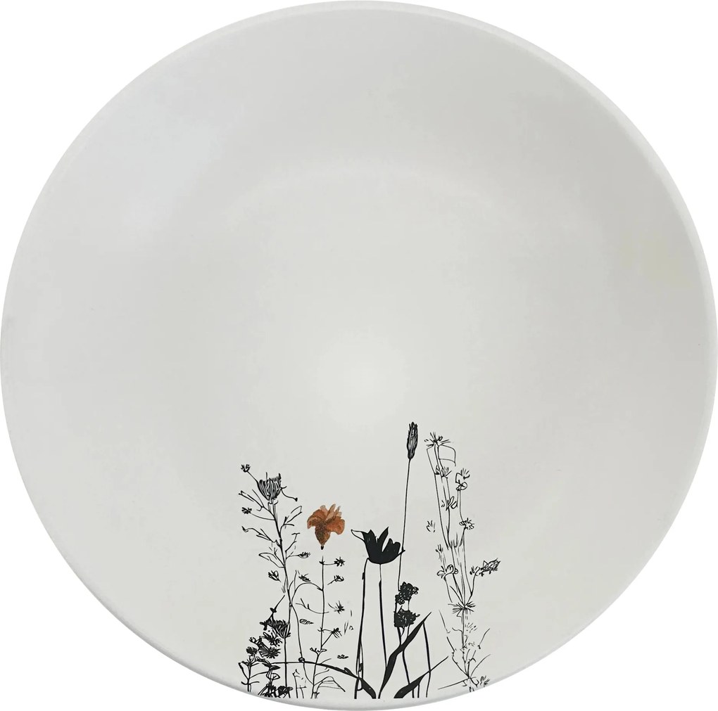 Kerámia mélylemez Krém Kert Szín ø 22cm, krém/fekete