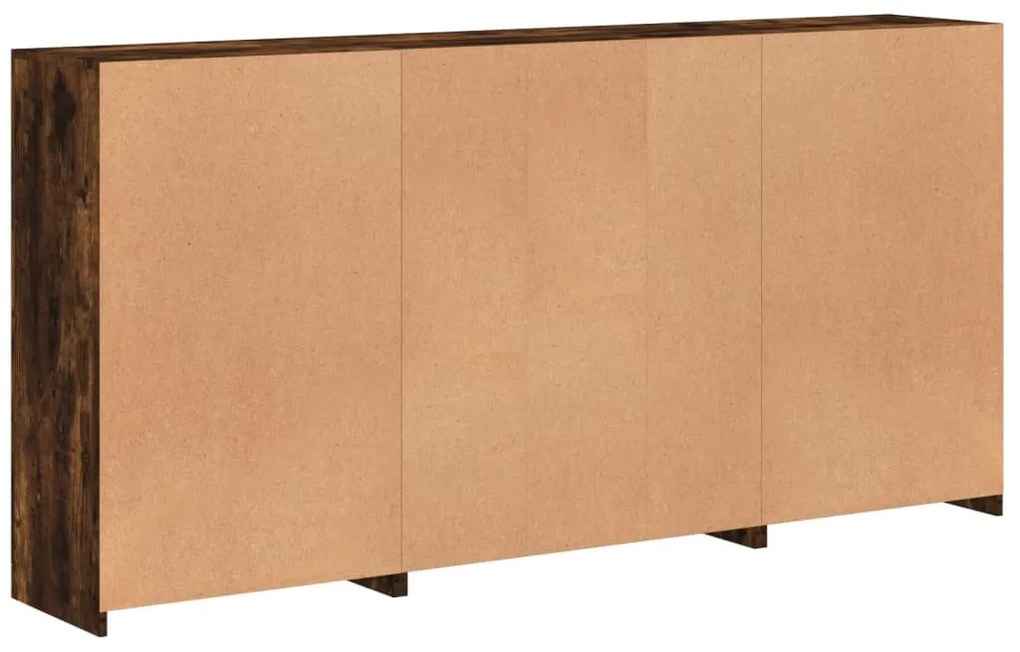füstös tölgy színű tálalószekrény LED-ekkel 202 x 37 x 100 cm