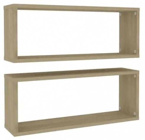 2 db sonoma tölgy szerelt fa négyszögű fali polc 60x15x23 cm