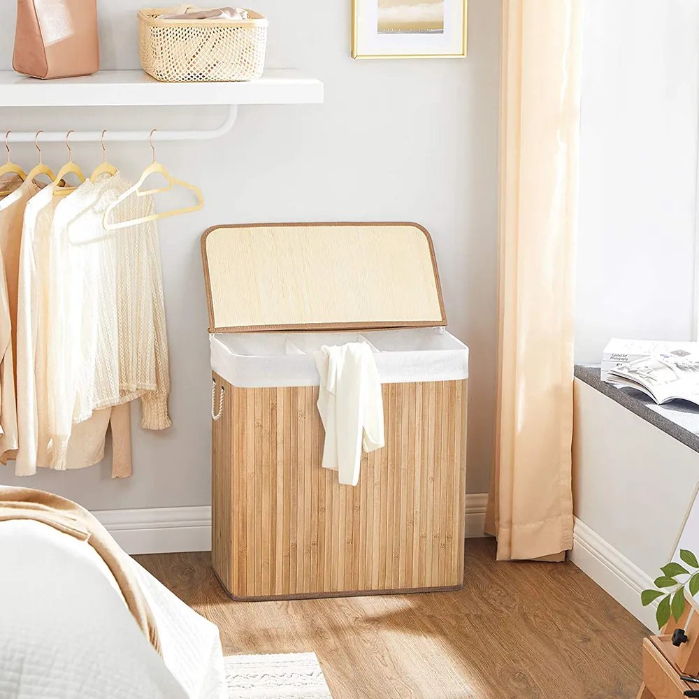 Bambusz szennyestartó, 60 x 40 x 61,5 cm