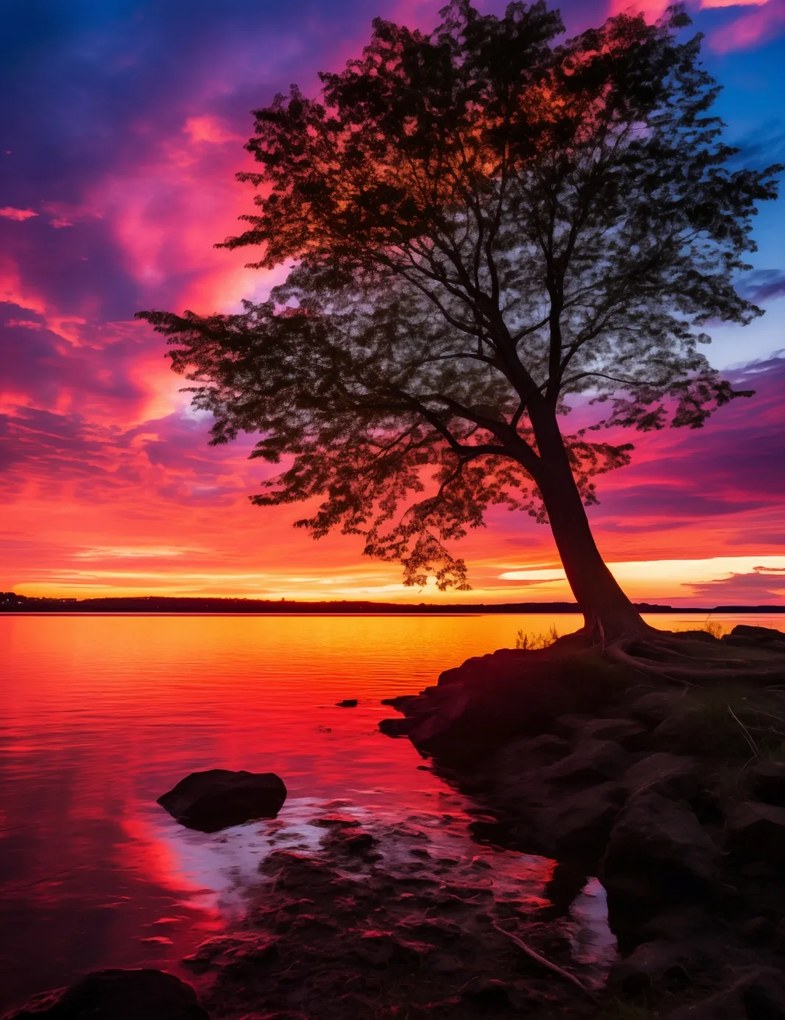 Poszter 50x65cm Alkonyat a víz felett